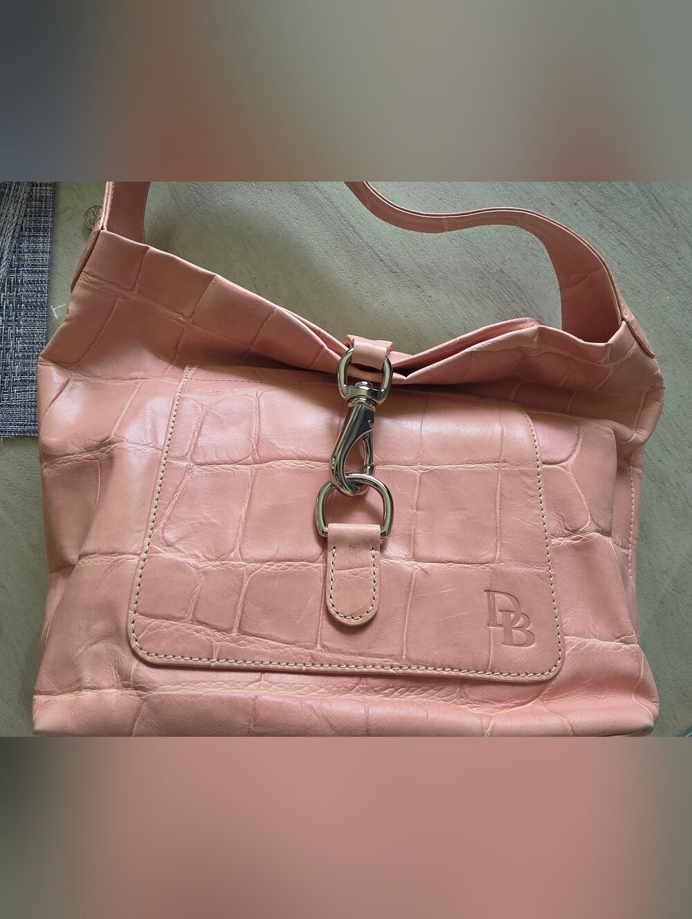 DOONEY &BOURKE Vintage Pink Croc-Embossed Shoulder Bag